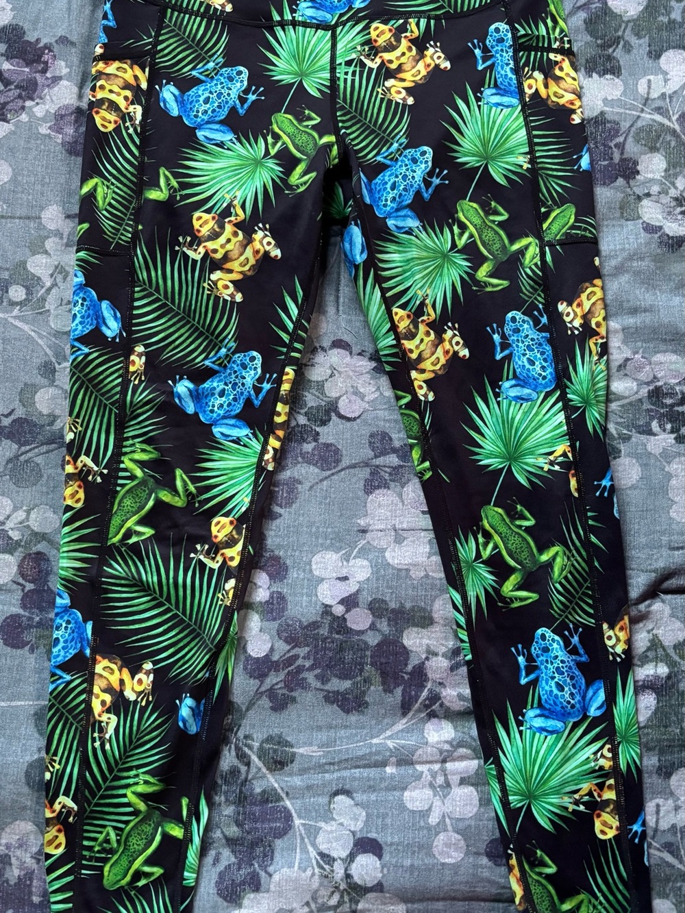 Constantly Varied Gear Kids Frog Print Leggings - Black, Green, Blue, Yellow